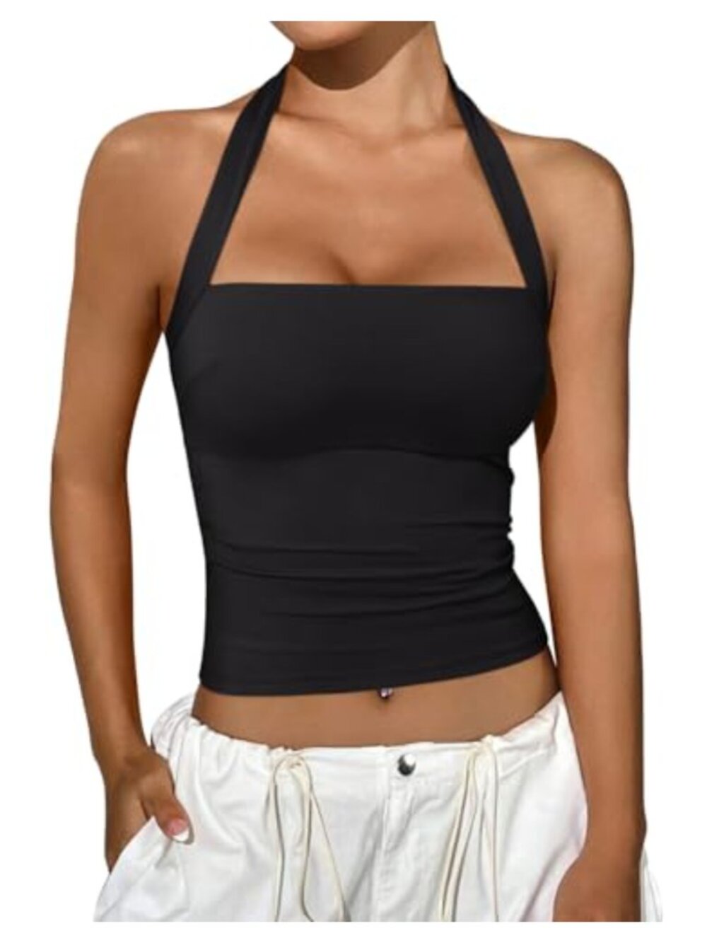 Sleeveless Halter Neck Crop Tank Top Summer Sexy Going Out Y2K